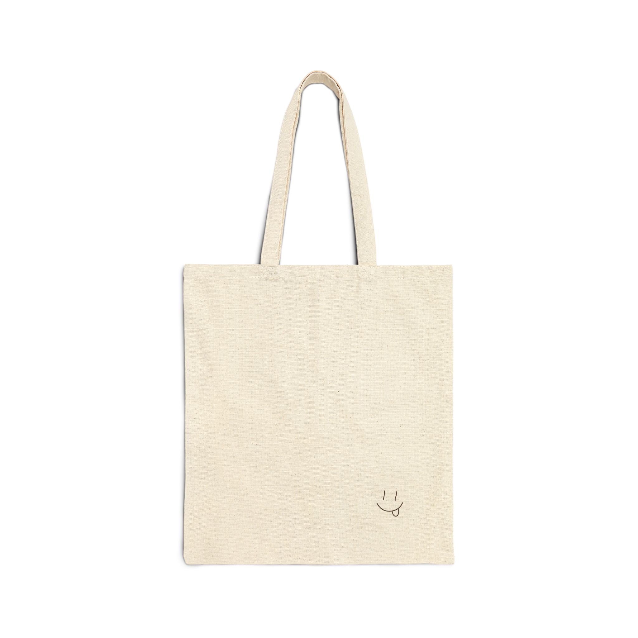 Hand-drawn Smiley Face Cotton Canvas Tote Bag by Gentle Mischief Studio