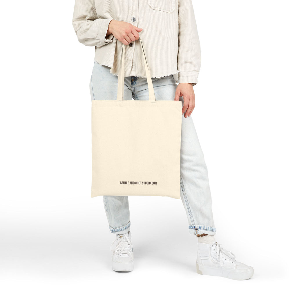Hand-drawn Smiley Face Cotton Canvas Tote Bag by Gentle Mischief Studio