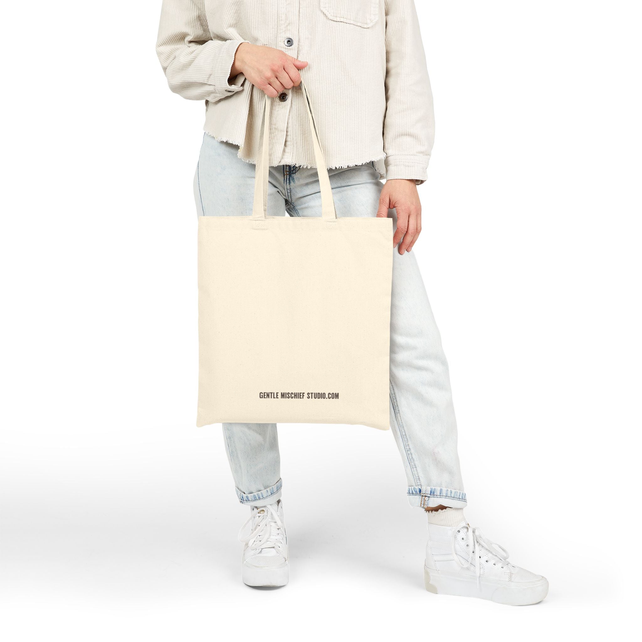 Hand-drawn Smiley Face Cotton Canvas Tote Bag by Gentle Mischief Studio