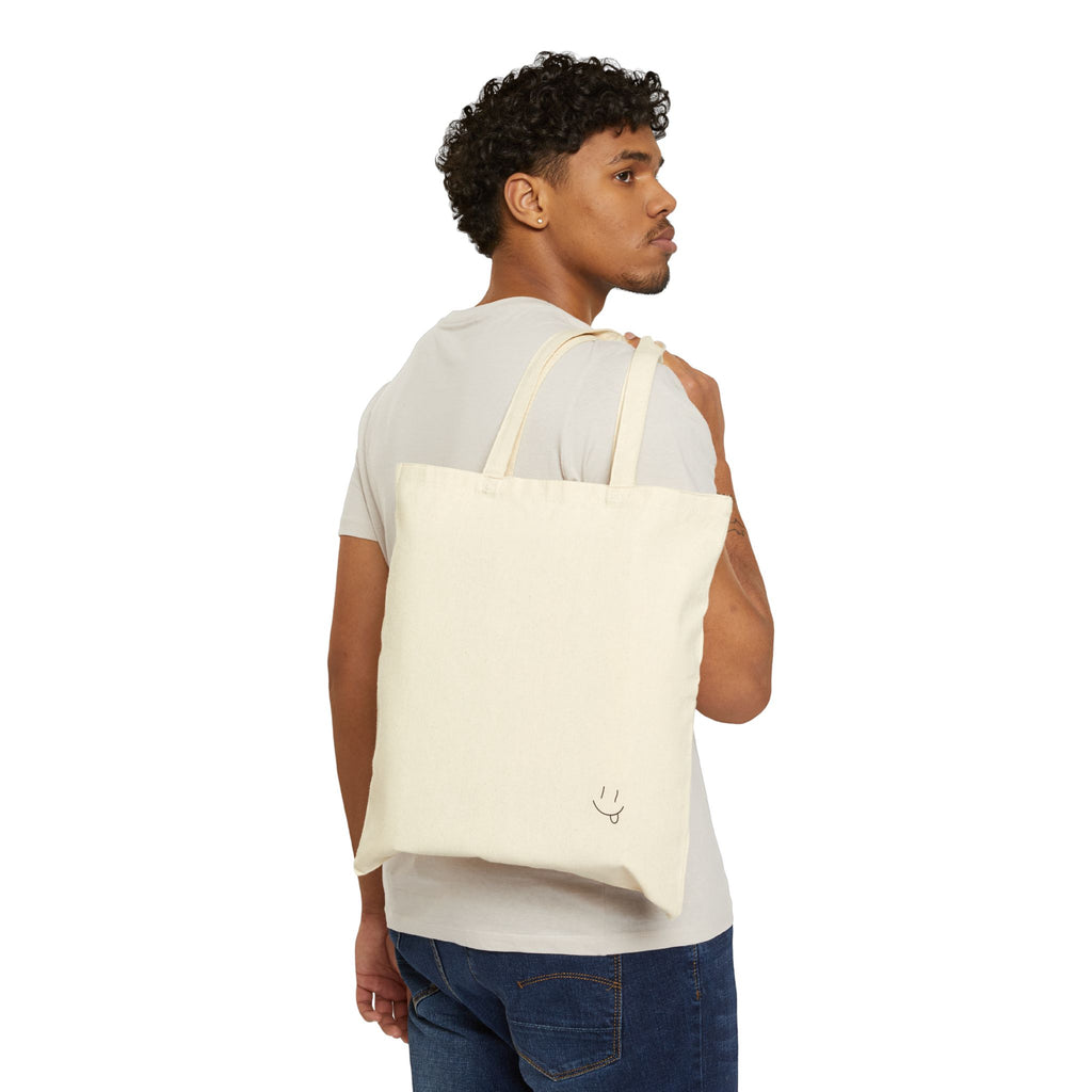Hand-drawn Smiley Face Cotton Canvas Tote Bag by Gentle Mischief Studio