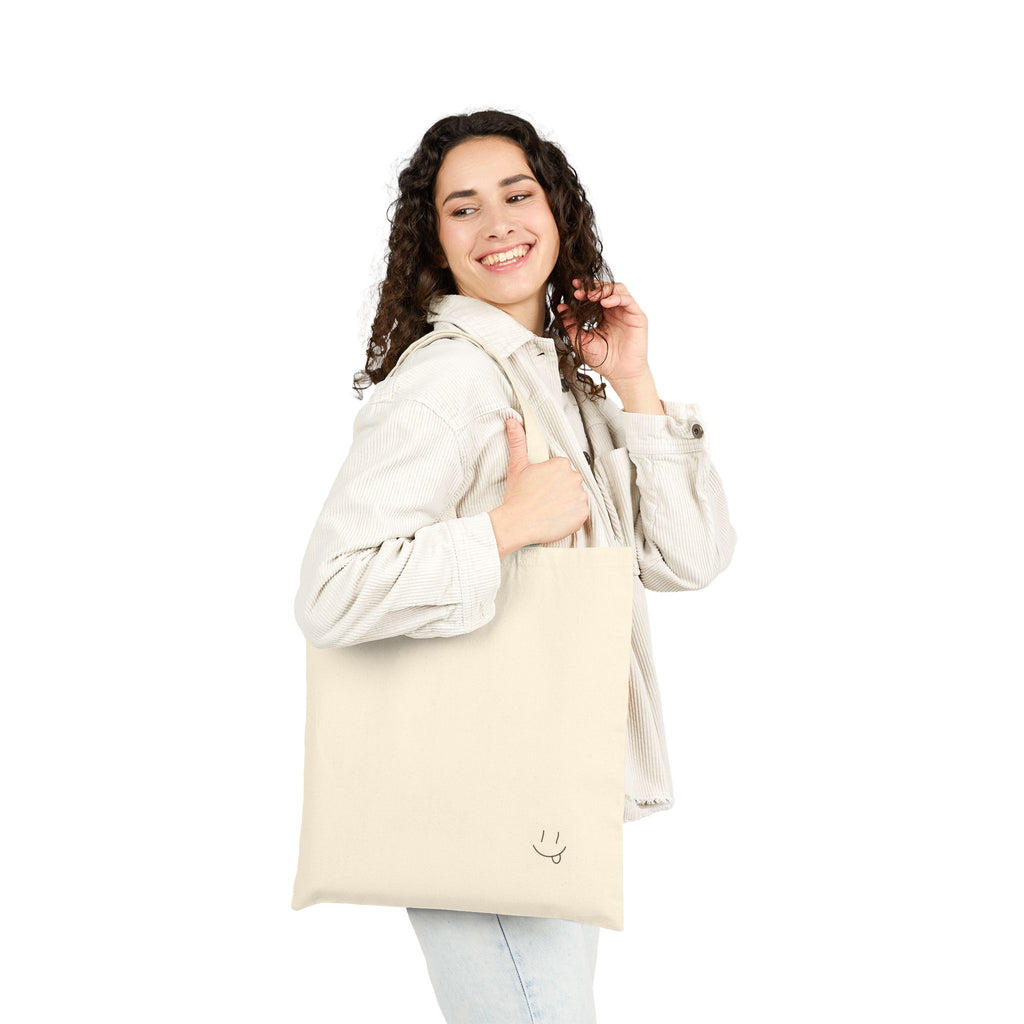 Hand-drawn Smiley Face Cotton Canvas Tote Bag by Gentle Mischief Studio