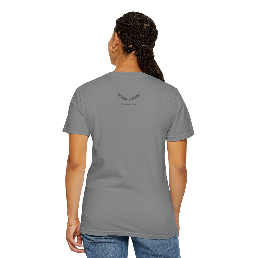 Hand-drawn Smiley Face Unisex Tee "EMOTIONALLY OFFLINE"