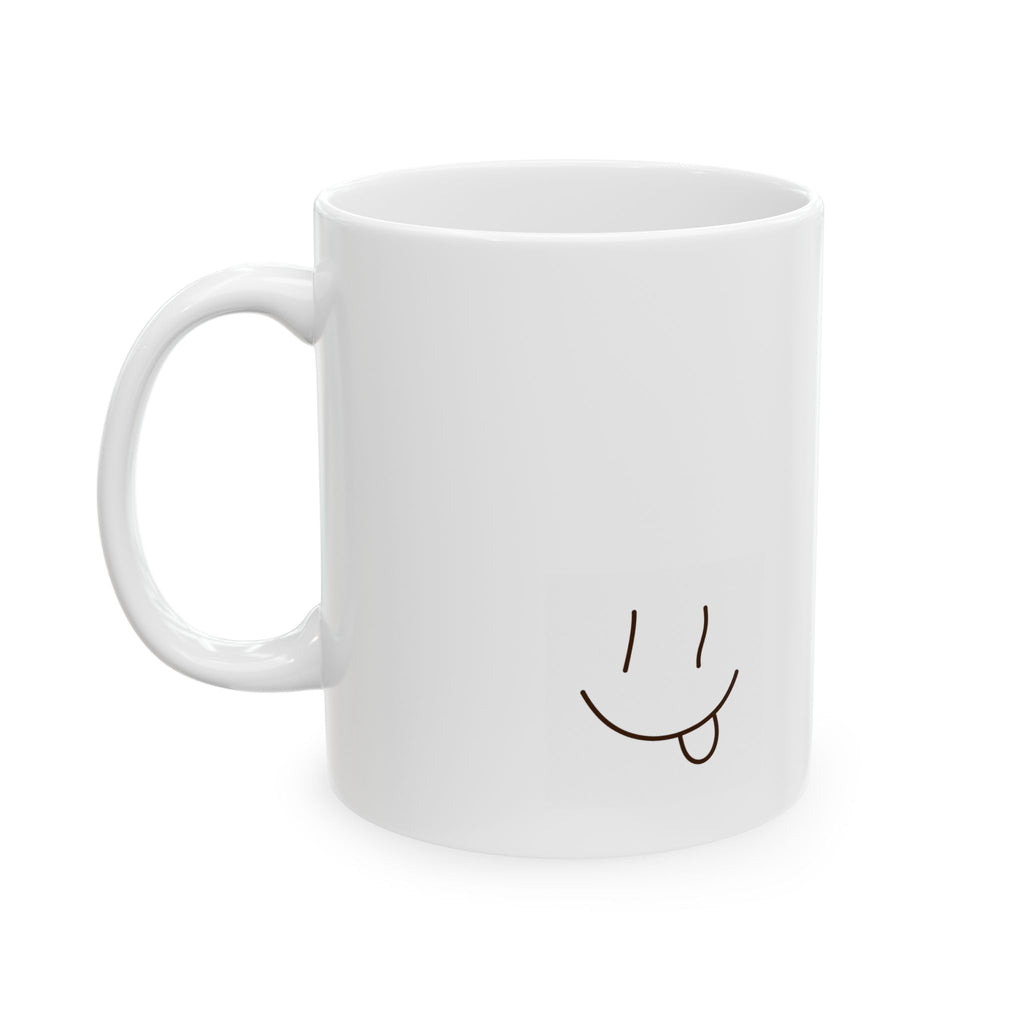 Hand-drawn Smiley Face Coffee Mug — "Sipping My Feelings" by Gentle Mischief Studio, Ceramic Mug (11oz)