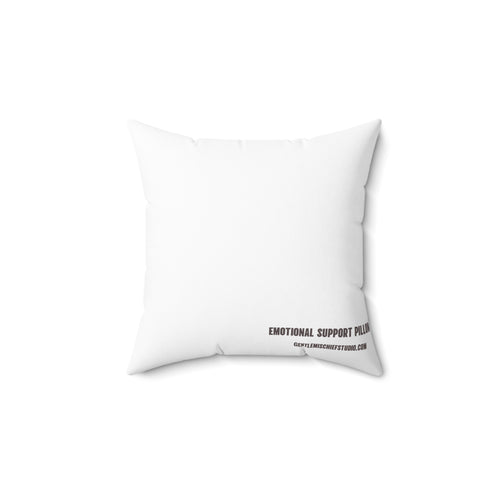 Emotional Support Pillow — Square Decorative Throw Pillow with Minimal Smile