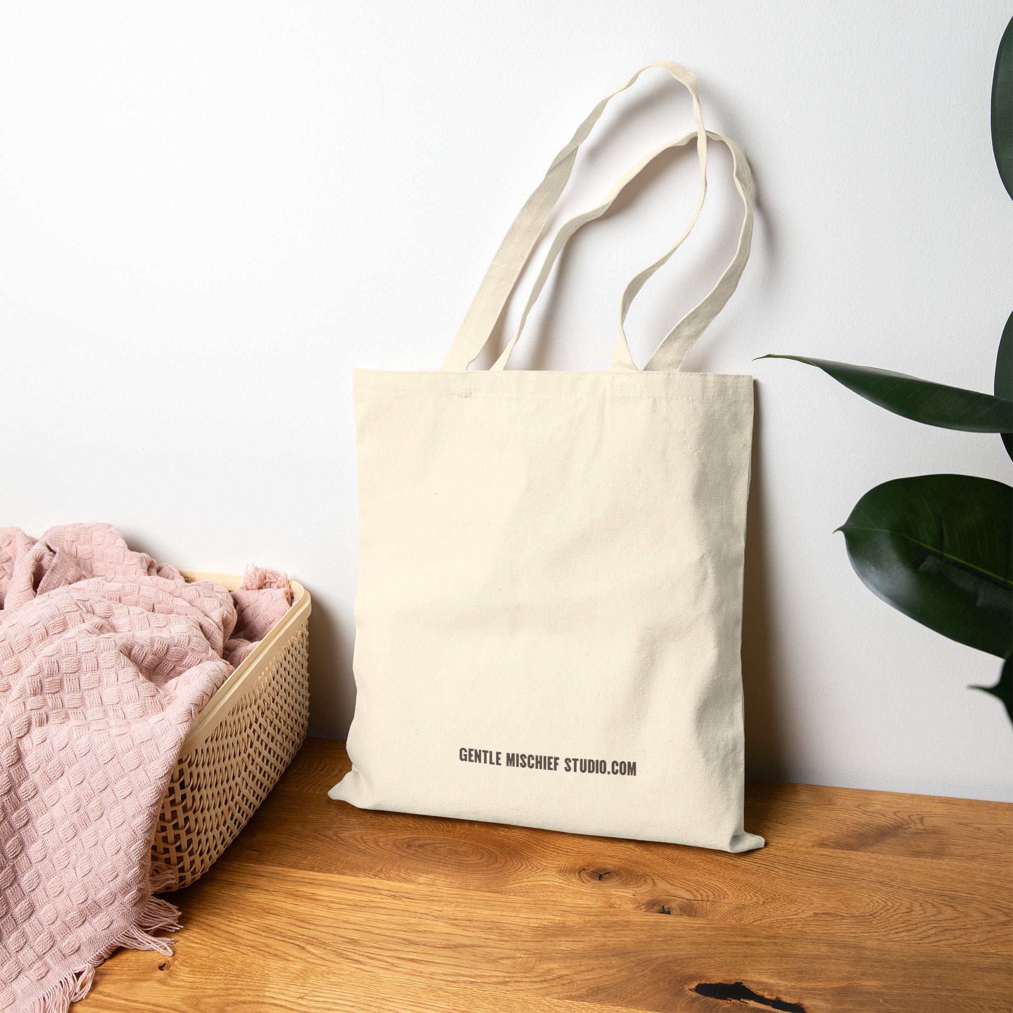 Hand-drawn Smiley Face Cotton Canvas Tote Bag by Gentle Mischief Studio