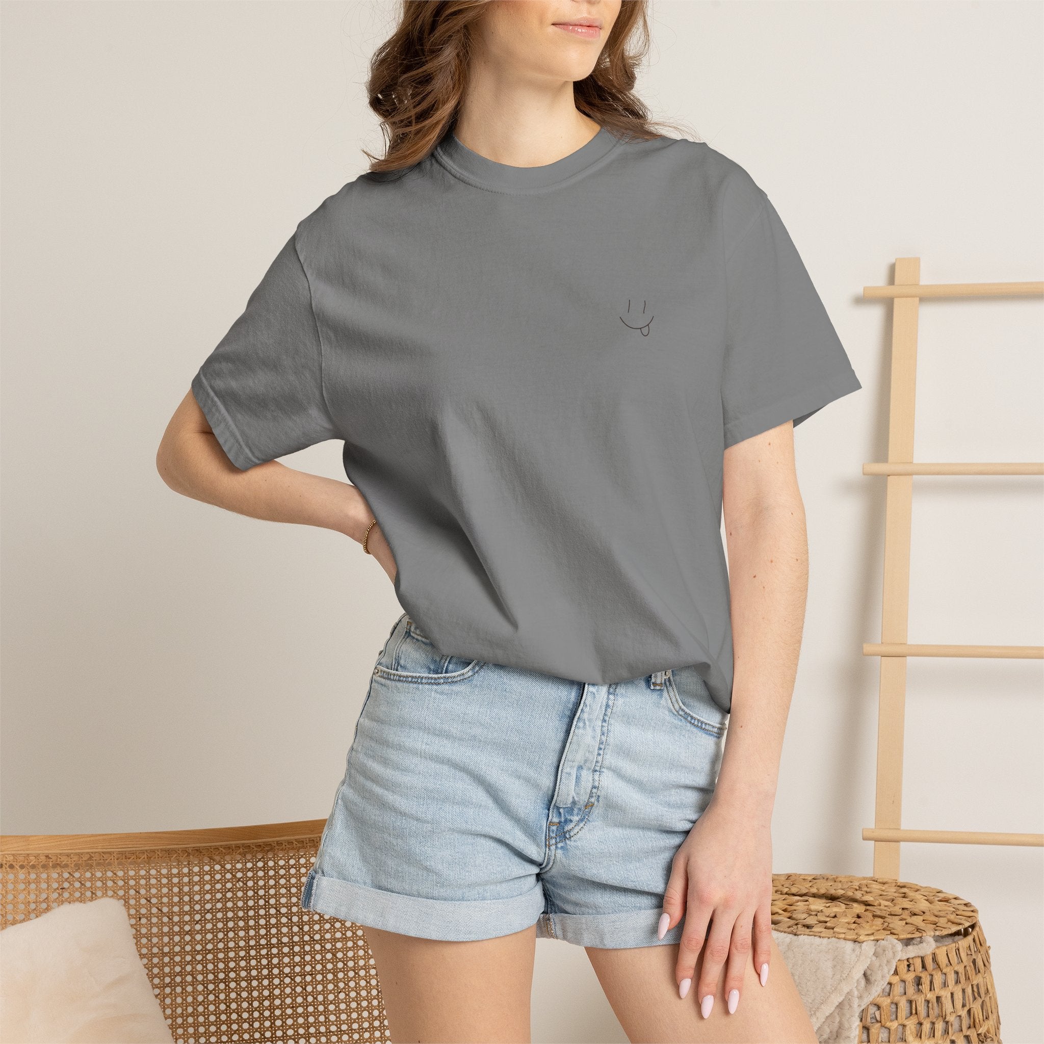 Hand-drawn Smiley Face Unisex Tee "EMOTIONALLY OFFLINE"
