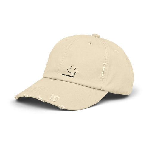 Distressed Hand-drawn Smiley Unisex Cap by Gentle Mischief Studio