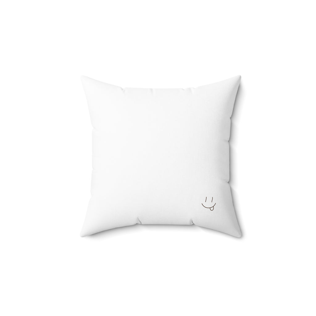 Emotional Support Pillow — Square Decorative Throw Pillow with Minimal Smile