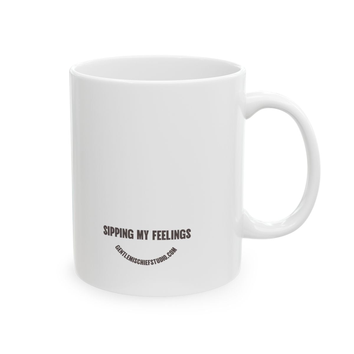 Hand-drawn Smiley Face Coffee Mug — "Sipping My Feelings" by Gentle Mischief Studio, Ceramic Mug (11oz)
