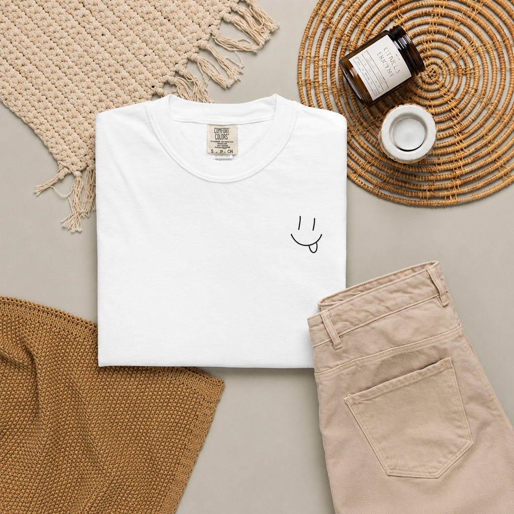 Hand-drawn Smiley Unisex Tee by Gentle Mischief Studio